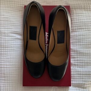 Salvatore Ferragamo Black Leather Flats